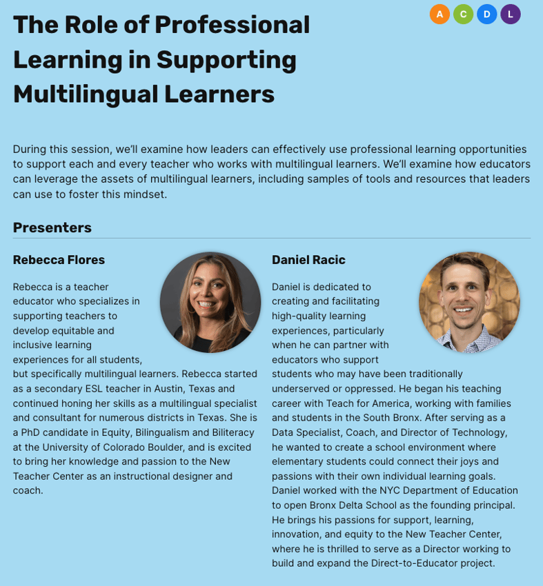 The Role of Professional Learning in Supporting Multilingual Learners