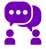 Vector image of two people with chat bubbles